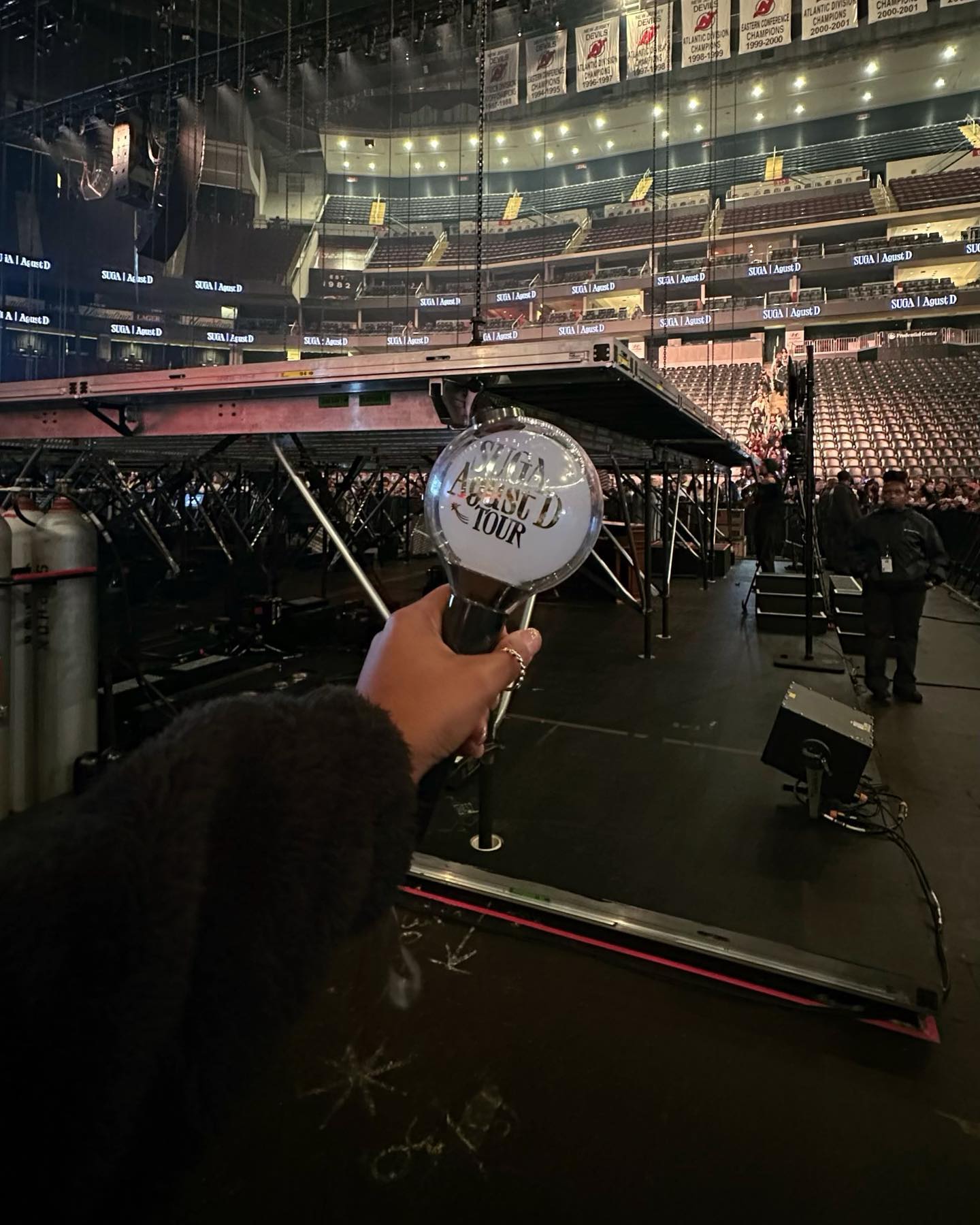 barricade for suga, agust d, d-day tour concert, prudential center, in newark, NJ