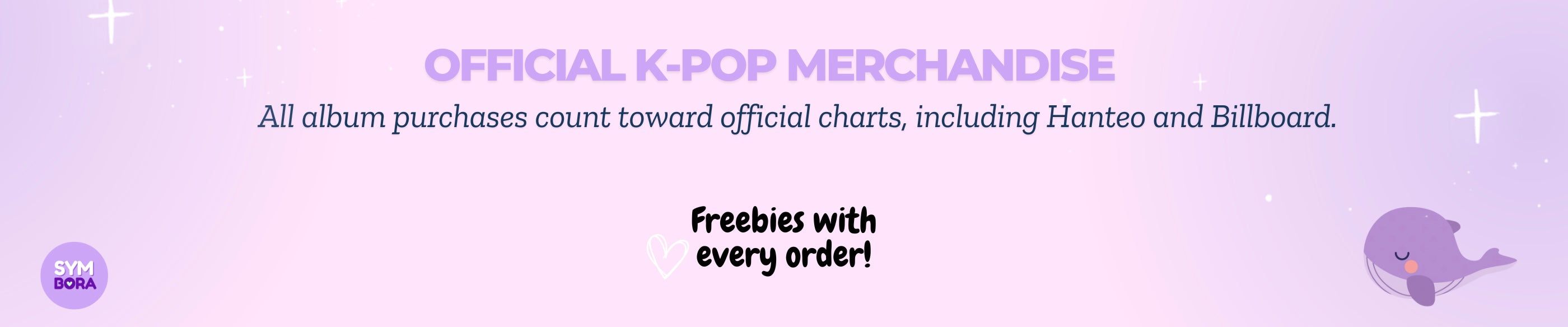 K-pop store banner says Official Kpop-merch. All album sales count toward official charts.
